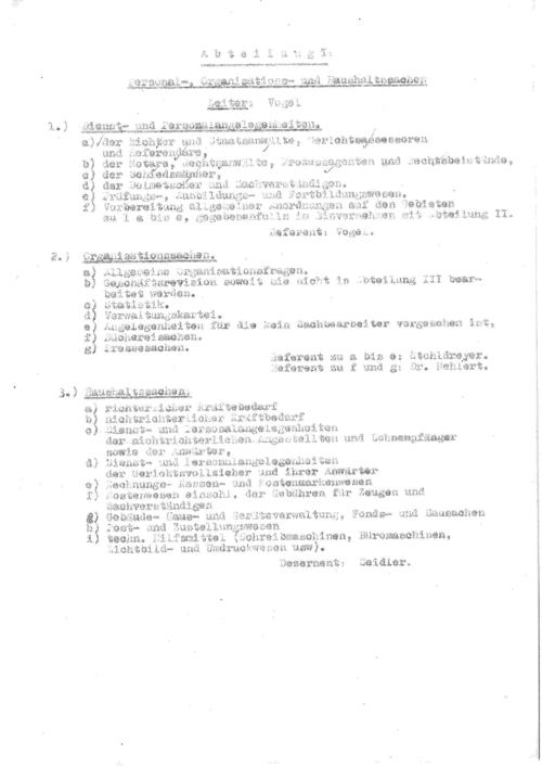 Geschäftsverteilungsplan von 1949- Abteilung I