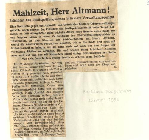 Artikel aus der Morgenpost; Altmann.