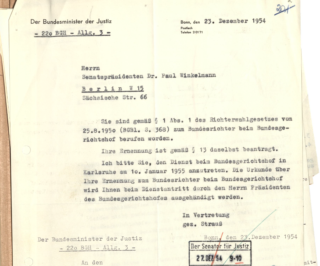 Auszug aus der Restakte von Dr. Paul Winkelmann